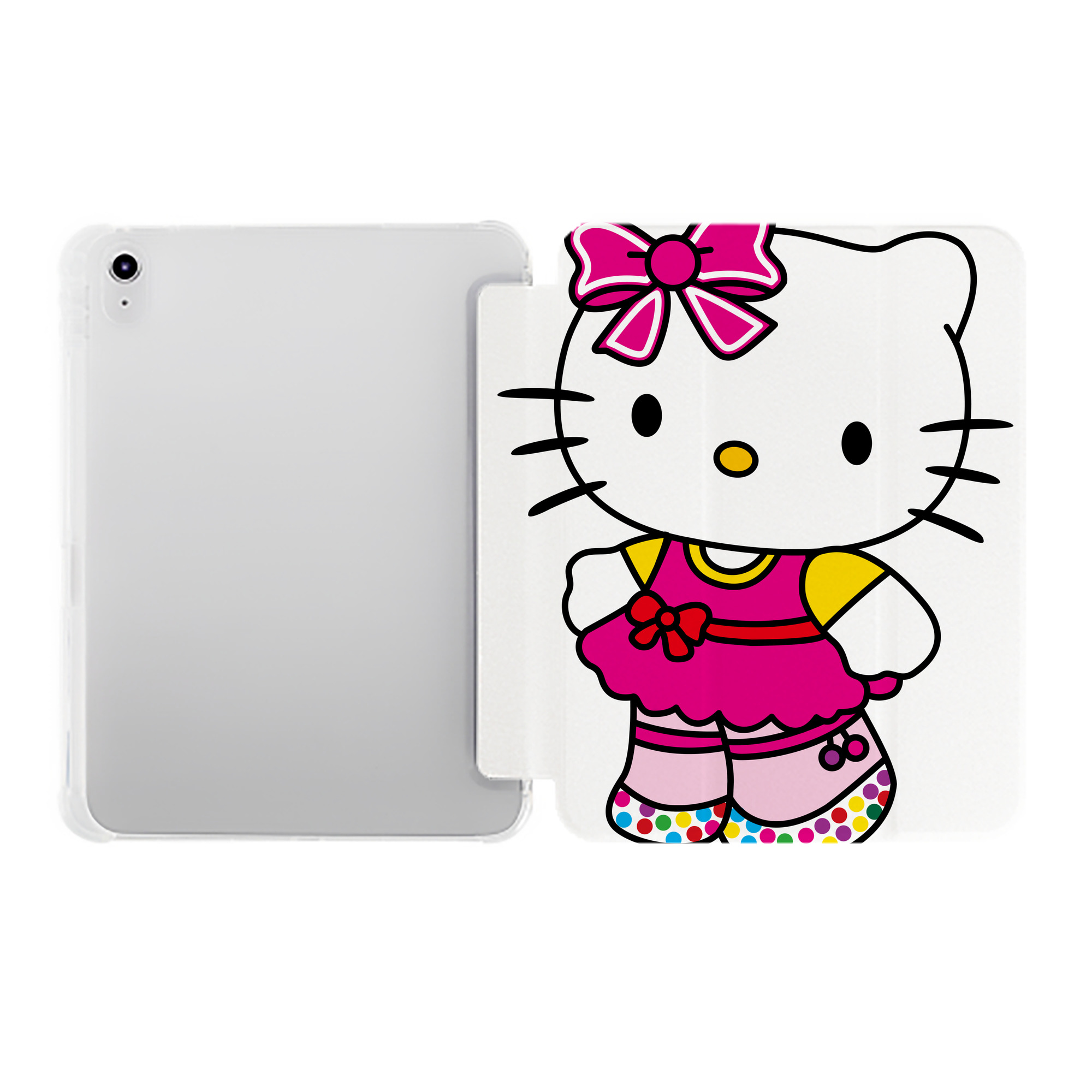 （画像用） Hello Kitty ハローキティ IPad ケース ペン収納付き 三つ折りスタンド PUレザー×シリコン 対応機種9.5/10.5/10.9インチ